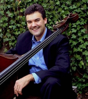 Jeff Turner holding a double bass