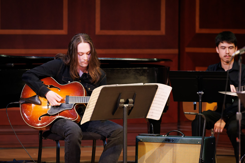 Jazz Ensemble guitarist on stage